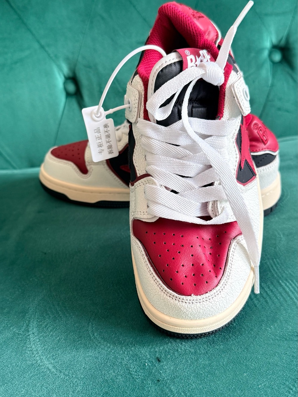 Bape Women's Sneakers in Red, White, Black